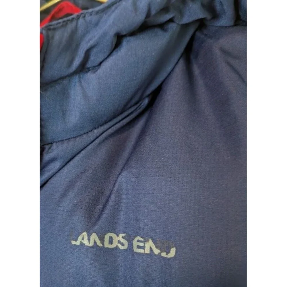 Lands' End Red and Blue Puffer Jacket Youth Boys XS 5/6 Warm Winter Coat